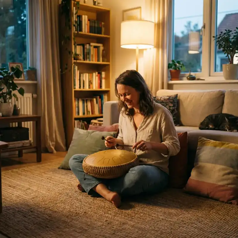 Woman relaxing with the Sonodrum
